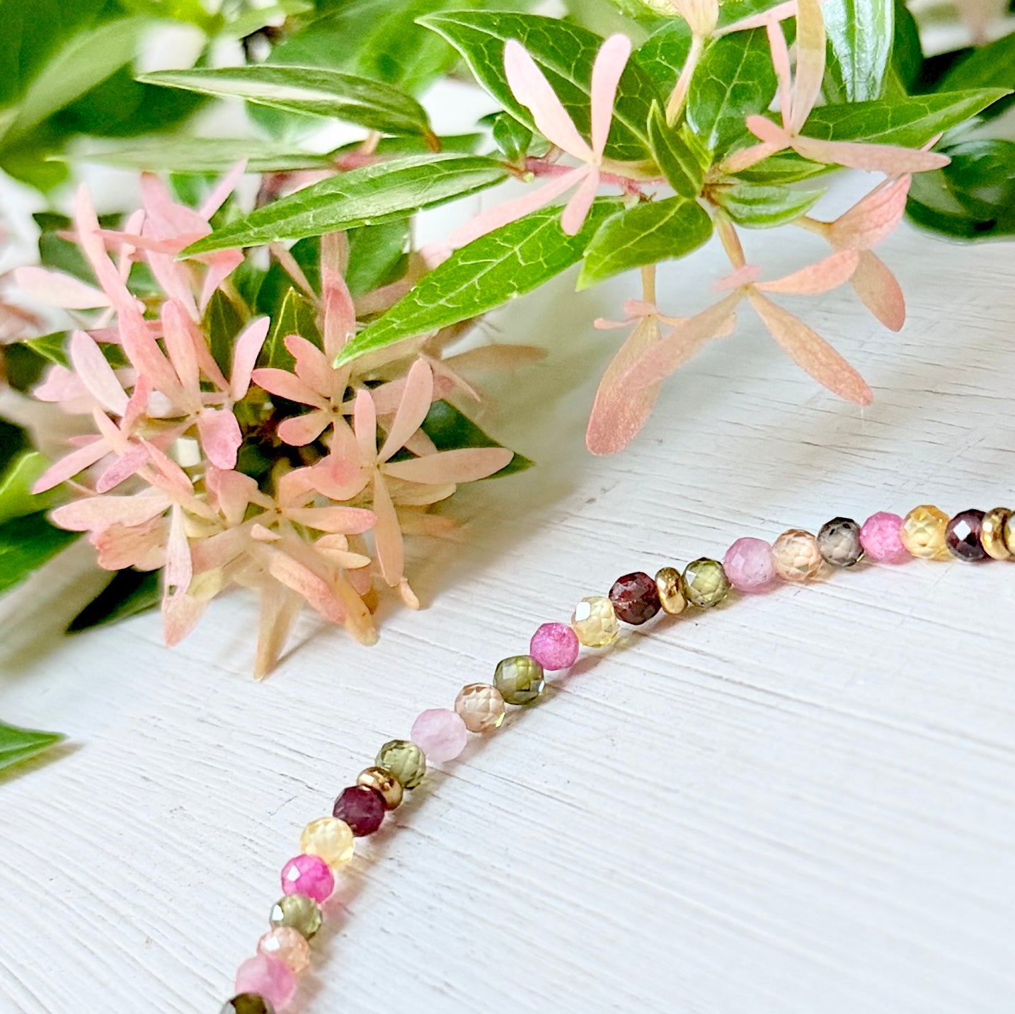 Autumn Berry Gold Nugget Stretchy Gemstone Bracelet