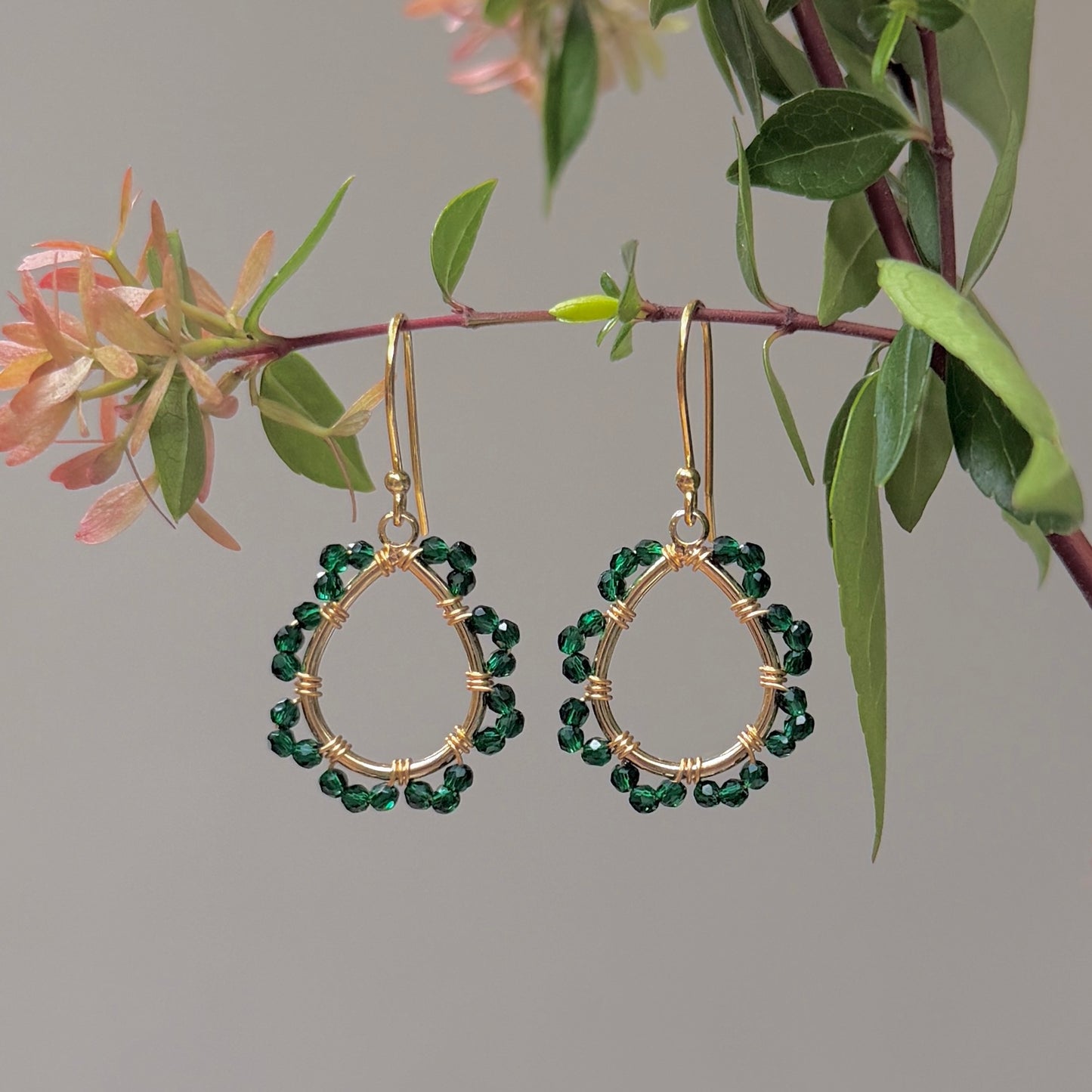 Emerald Green Jade Mini Swirl Teardrop Earrings
