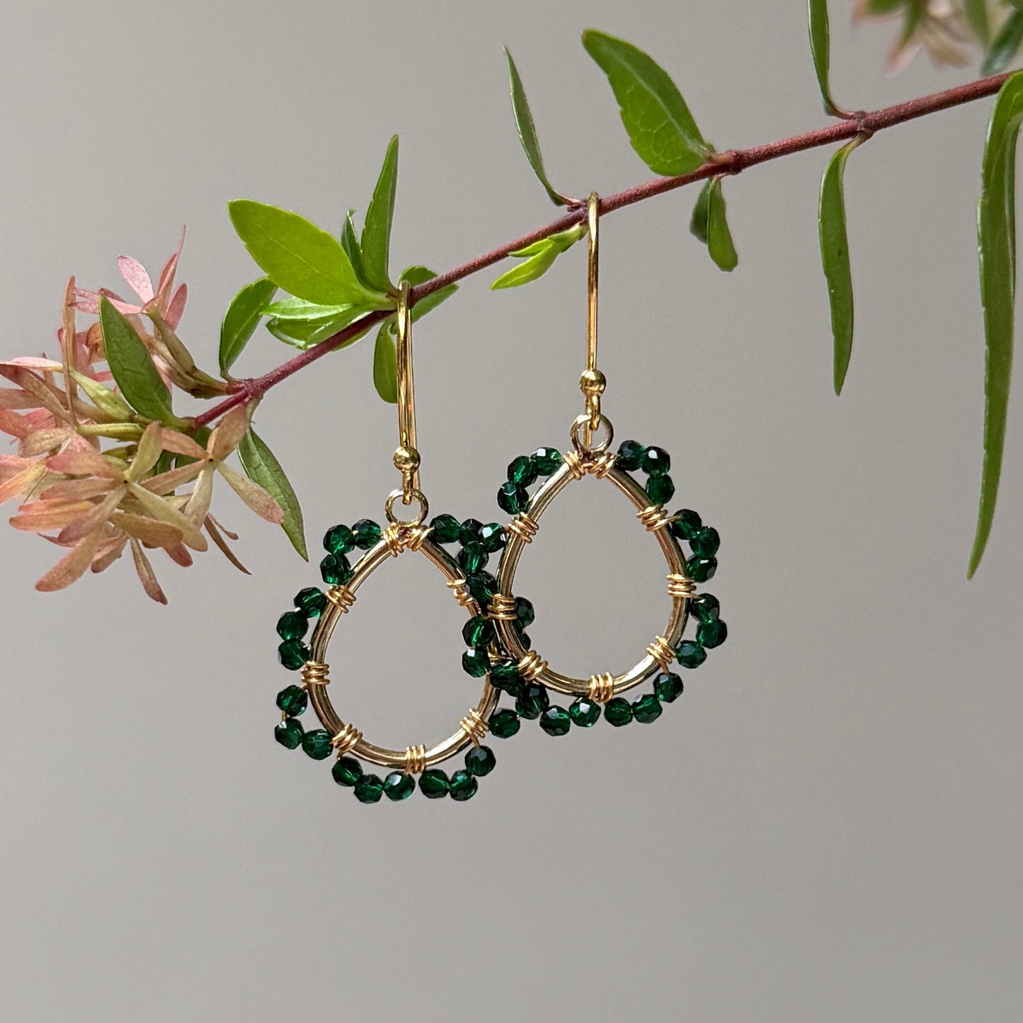 Emerald Green Jade Mini Swirl Teardrop Earrings