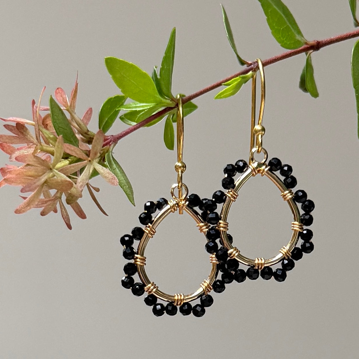 Black Onyx Mini Swirl Teardrop Earrings