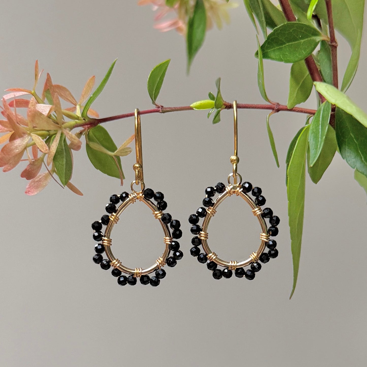 Black Onyx Mini Swirl Teardrop Earrings