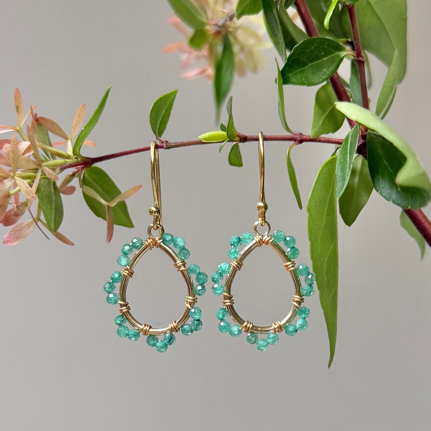 Mint Green Jade Mini Swirl Teardrop Earrings