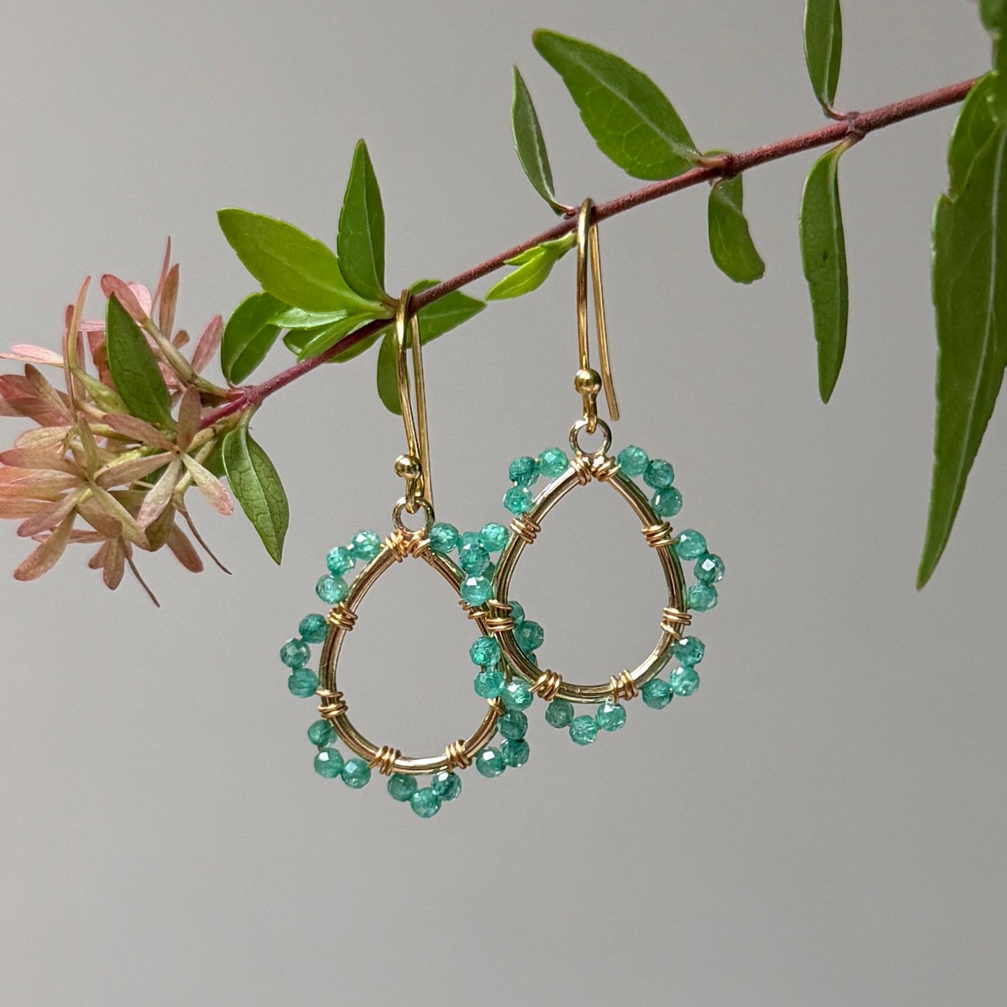 Mint Green Jade Mini Swirl Teardrop Earrings