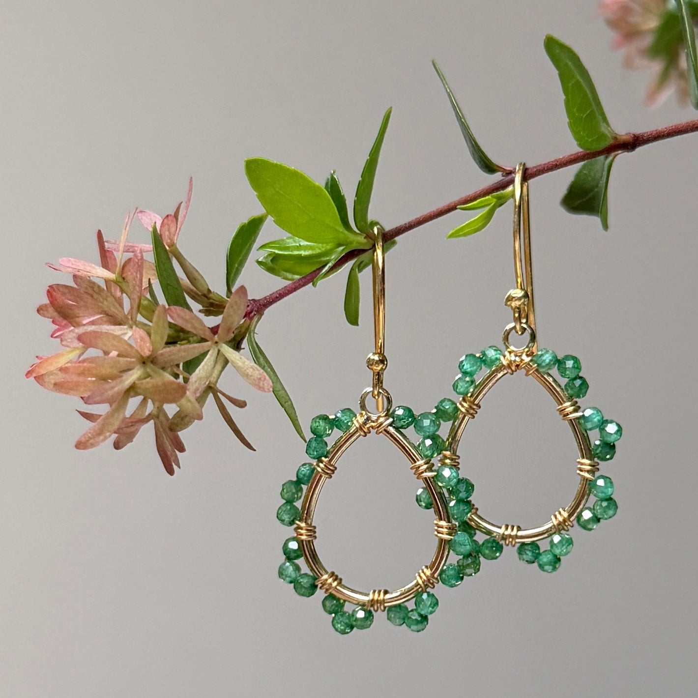 Apple Green Jade Mini Swirl Teardrop Earrings
