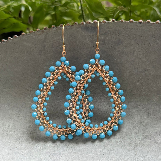 Sky Blue Maxi Rolo Teardrop Beaded Earrings