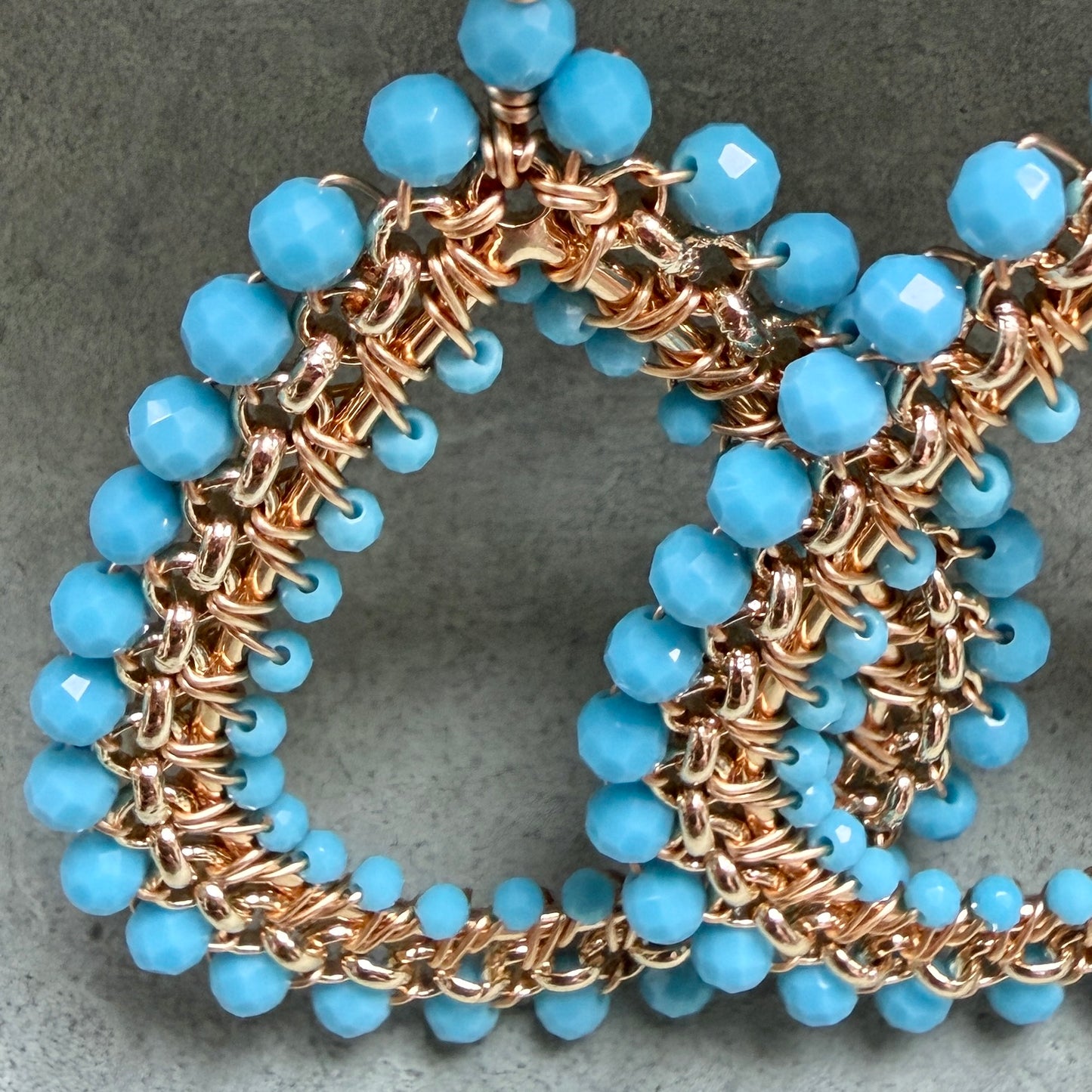 Sky Blue Maxi Rolo Teardrop Beaded Earrings