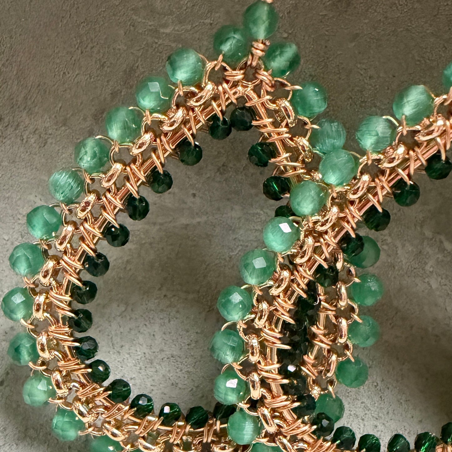 Mint Green Jade & Emerald Green Jade Maxi Rolo Teardrop Beaded Earrings