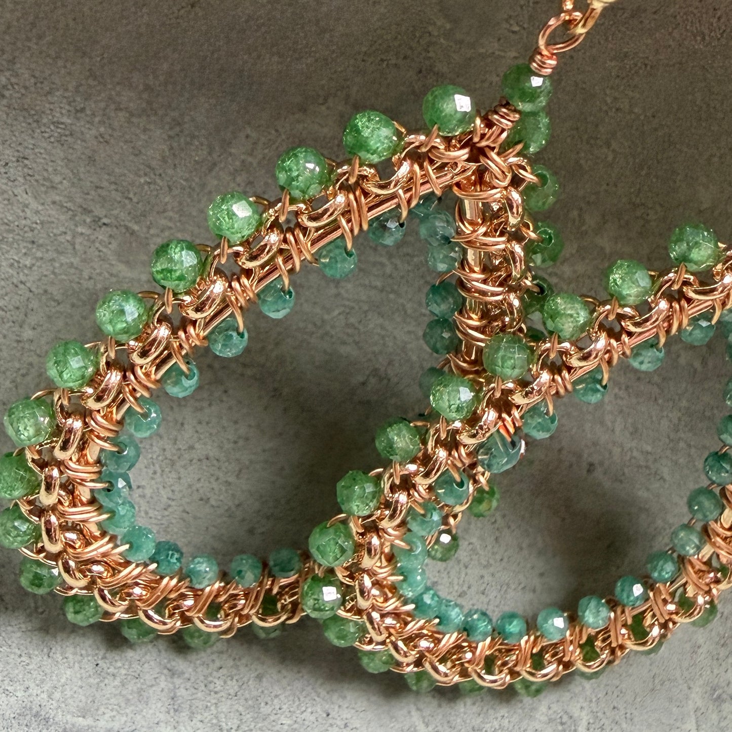 Pear Green Jade & Mint Maxi Rolo Teardrop Beaded Earrings