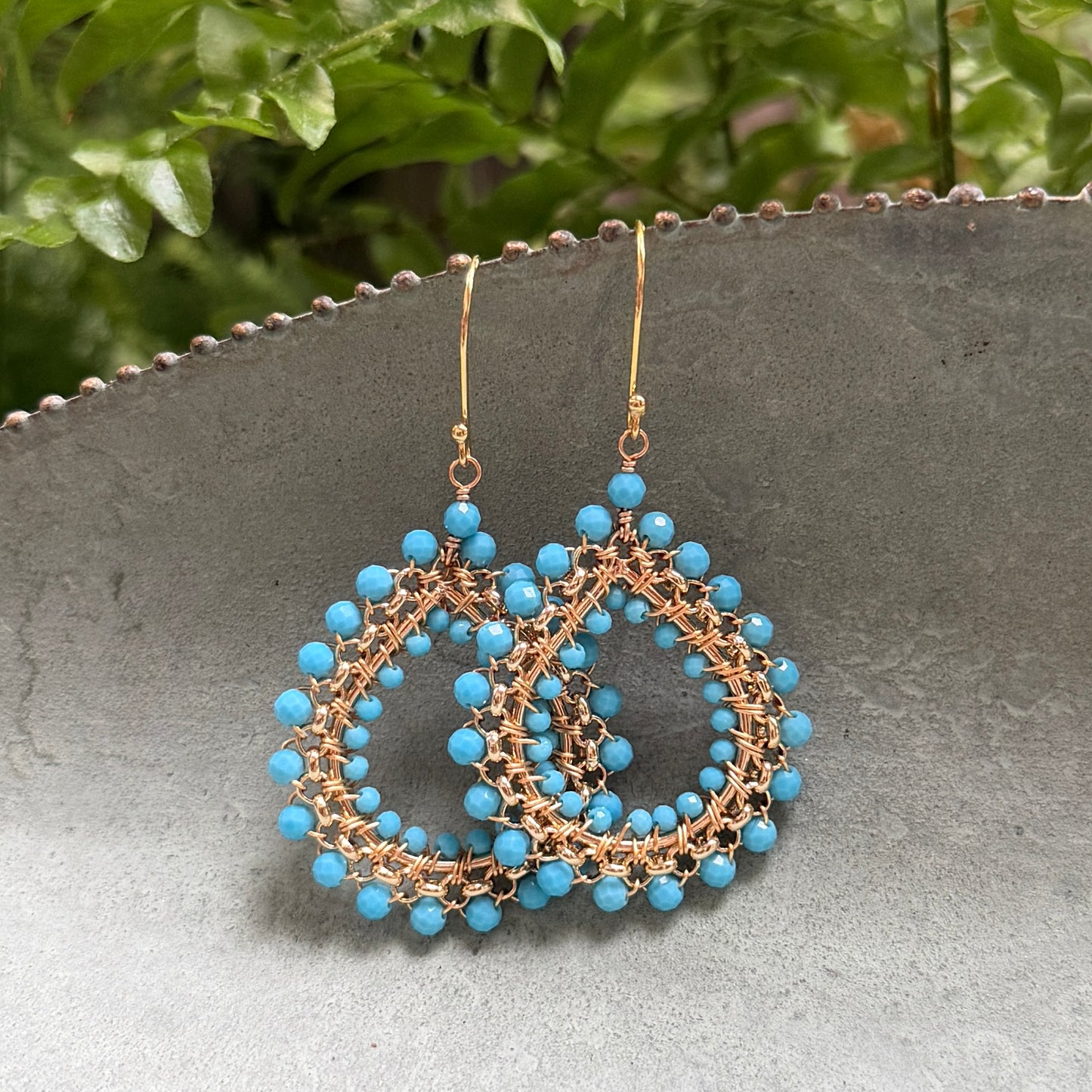 Sky Blue Medium Rolo Teardrop Beaded Earrings