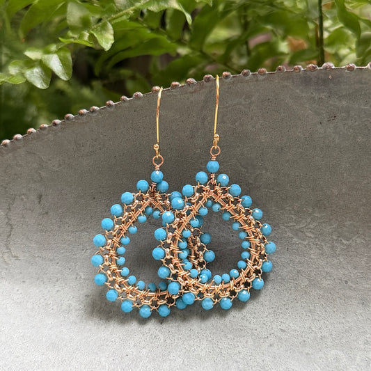 Sky Blue Medium Rolo Teardrop Beaded Earrings