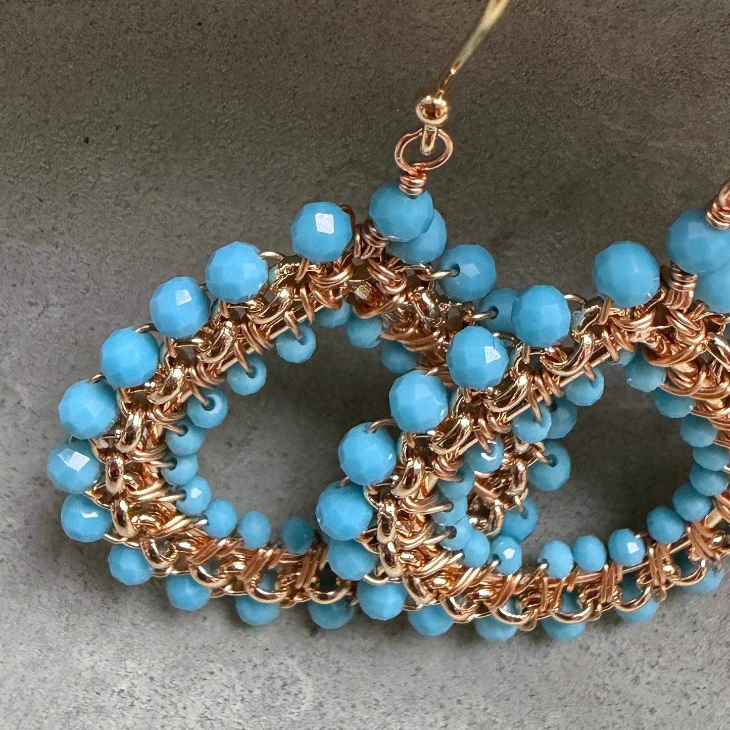 Sky Blue Medium Rolo Teardrop Beaded Earrings