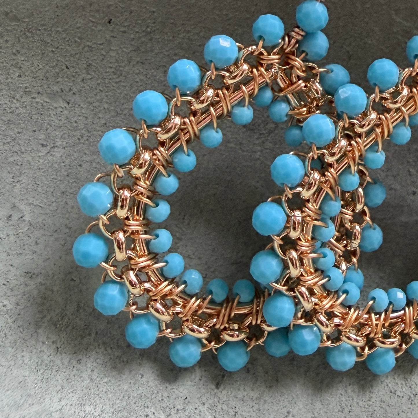 Sky Blue Medium Rolo Teardrop Beaded Earrings