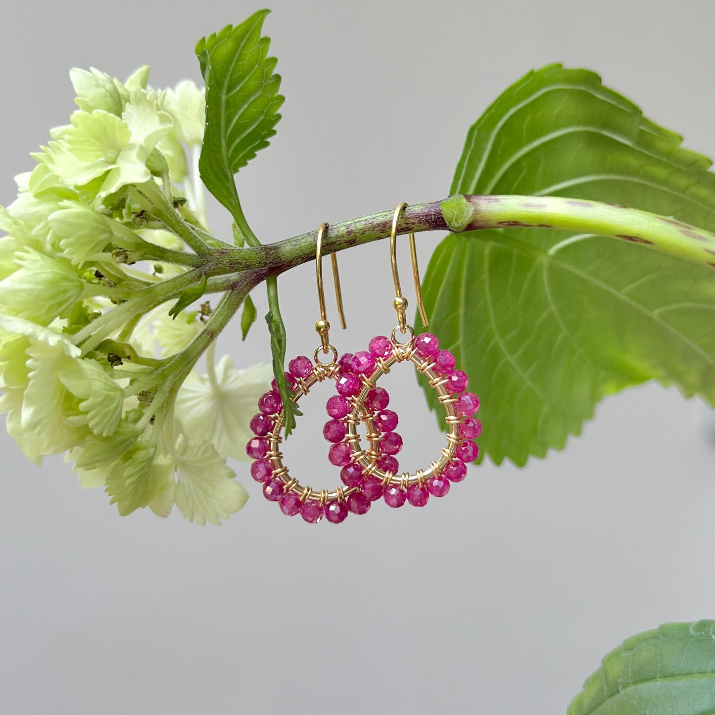 Fuchsia Pink Garnet Mini Teardrop Earrings