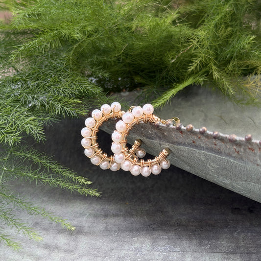 Freshwater Pearl Mini Hoop Beaded Earrings