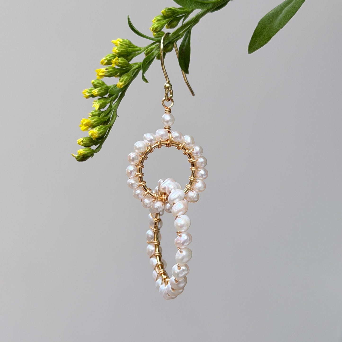 Freshwater Pearl Double Linked Round Beaded Earrings