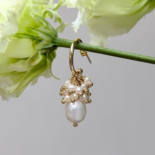 Mini Hoop Earrings With Ibiza Pearl Drops