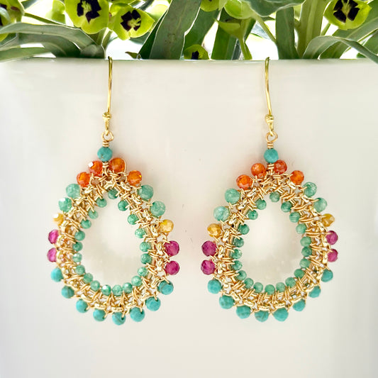 Tutti Frutti Medium Rolo Teardrop Beaded Earrings