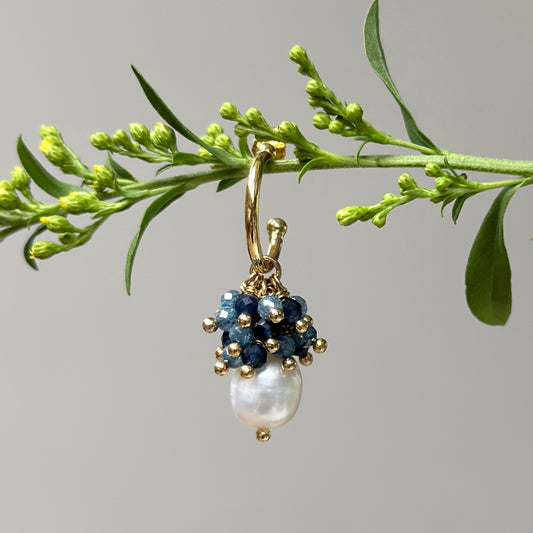 Mini Hoop Earrings With Ibiza Pearl & Blue Ombré Drops