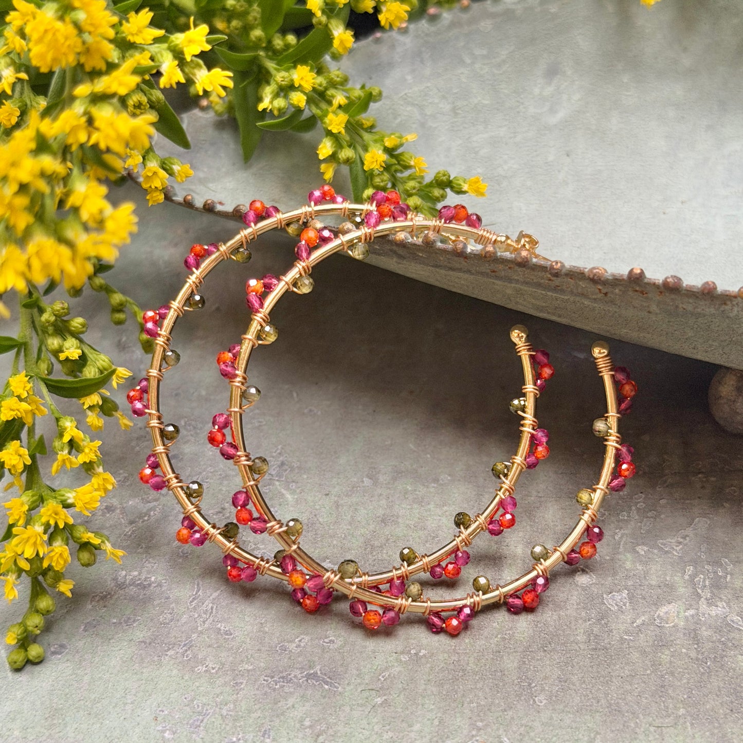 Tutti Frutti Swirl Wrapped Maxi Hoop Earrings