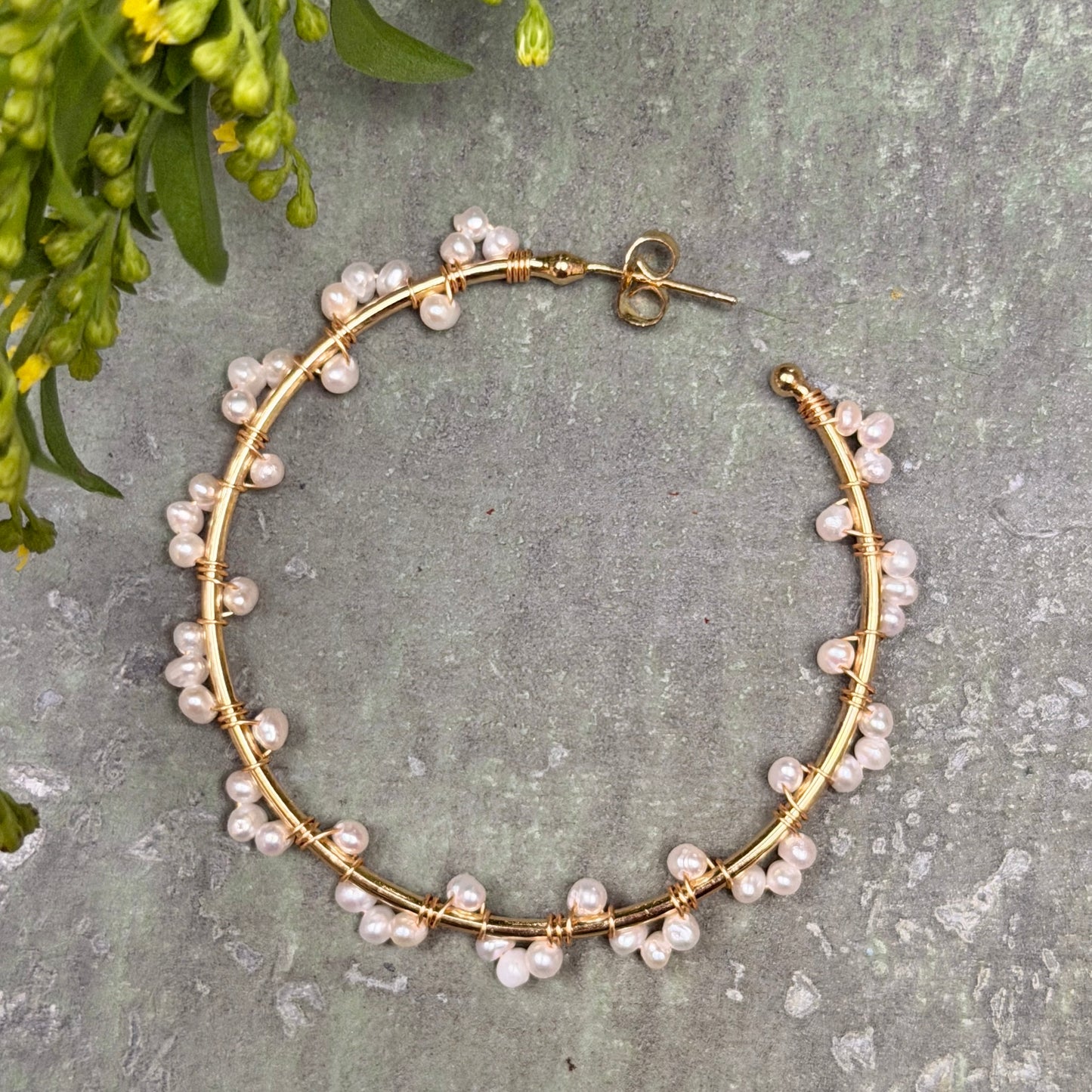 Freshwater Pearl Swirl Wrapped Maxi Hoop Earrings
