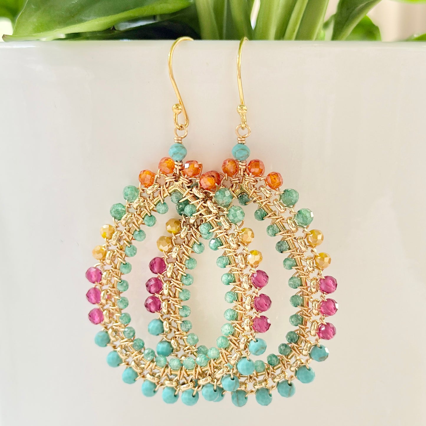 Tutti Frutti Large Rolo Teardrop Beaded Earrings