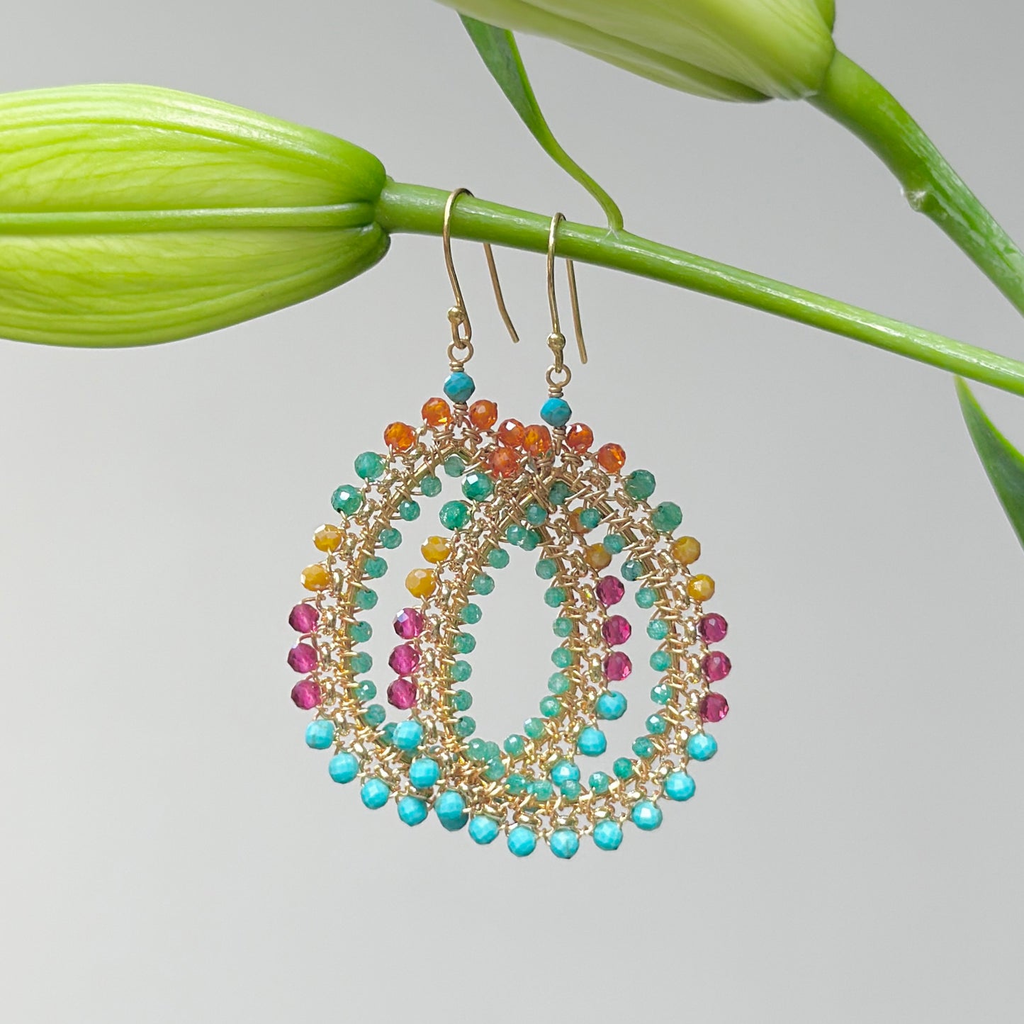Tutti Frutti Large Rolo Teardrop Beaded Earrings