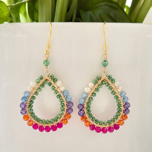 Mustique Ombré Double Beaded Midi Teardrop Earrings