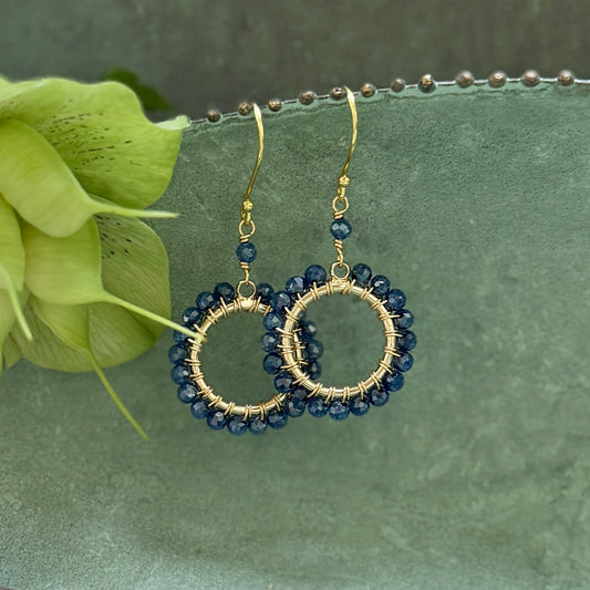 Royal Blue Azurite Mini Round Beaded Earrings