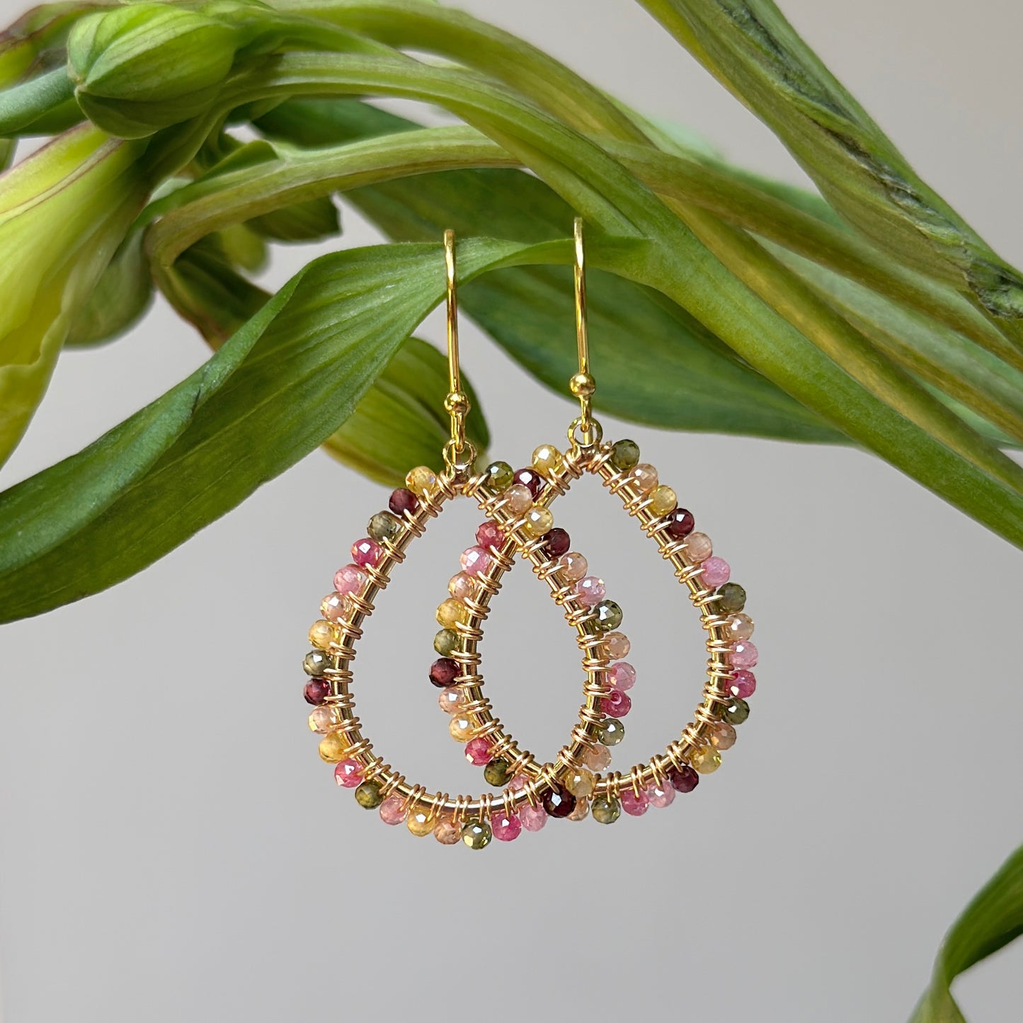 Berry Ombré Midi Teardrop Beaded Earrings