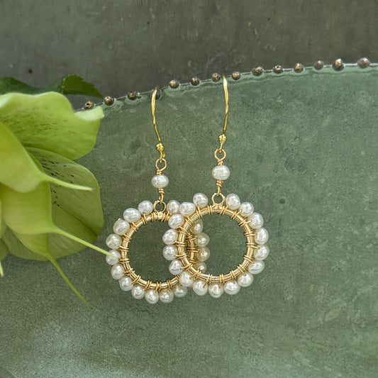 Freshwater Pearl (Midi Bead) Mini Round Beaded Earrings