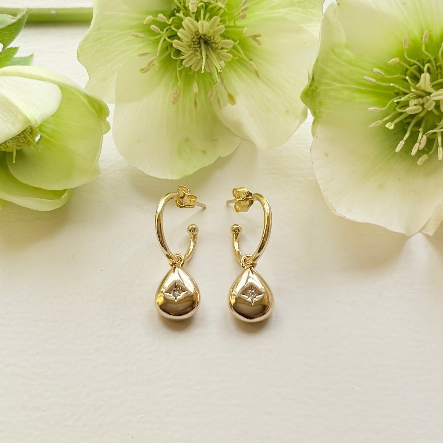 Zirconia & Gold Mini Drop Charms (extra charms for CKC mini hoop & charm set)