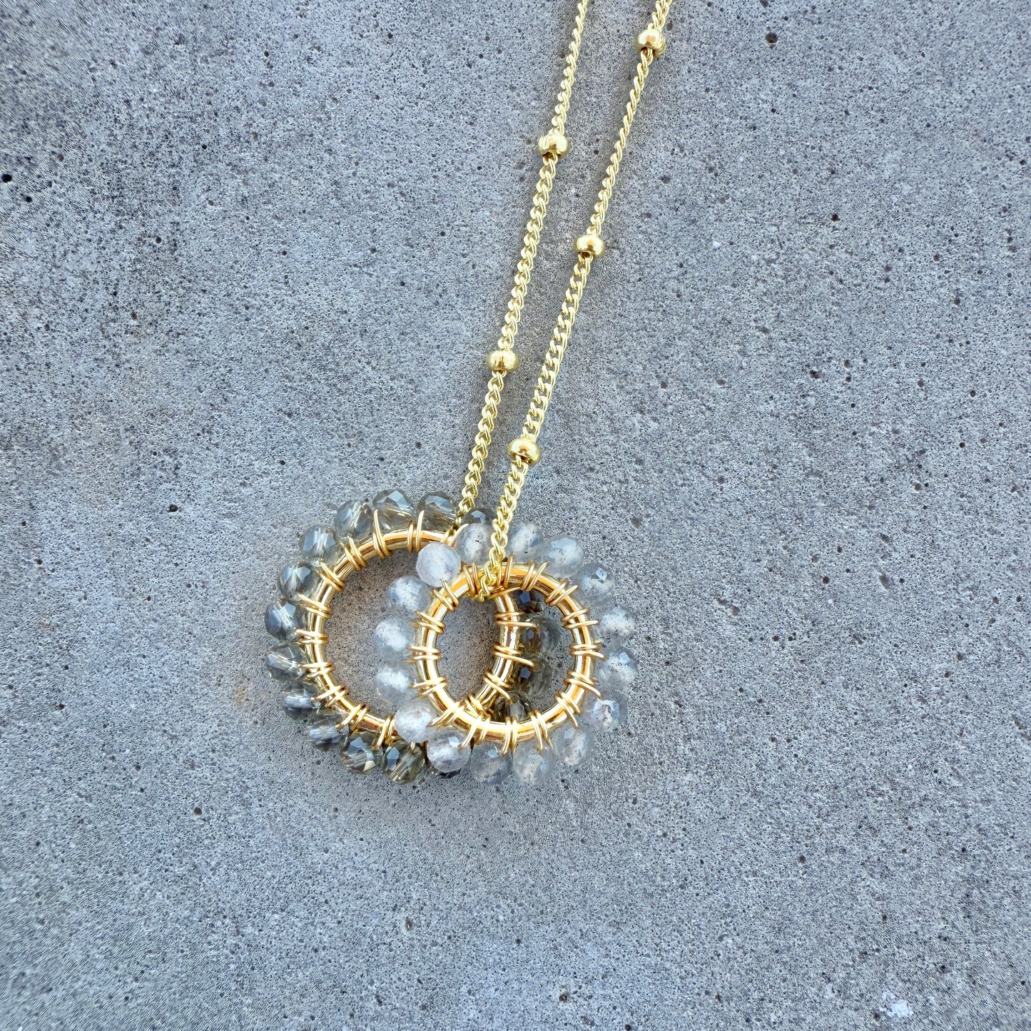 Cornflower Blue Kyanite & Denim Azurite Double Pendant For Necklace Chain