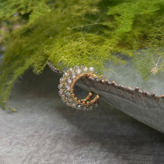 Chunky Sage Agate Mini Hoop Beaded Earrings