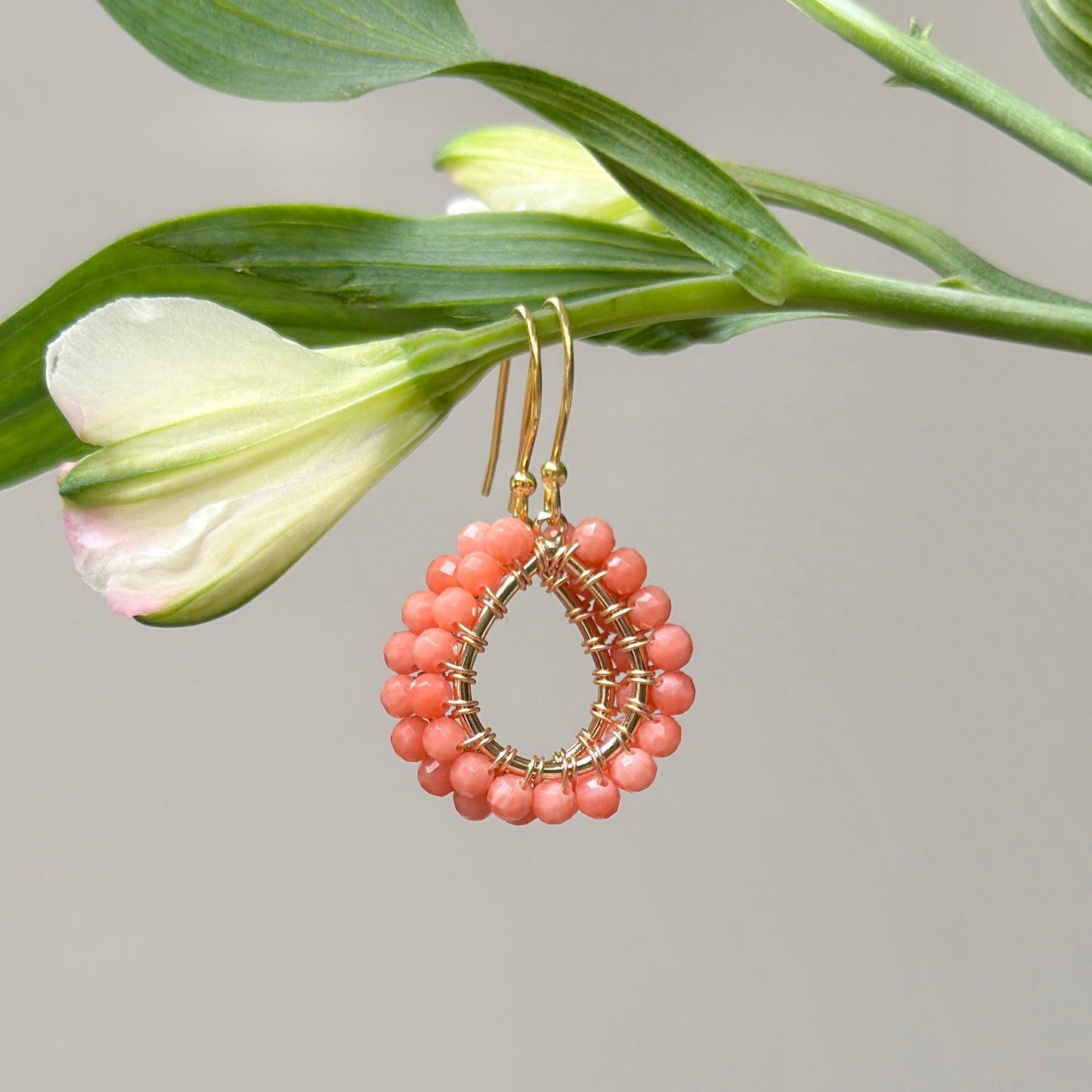 Coral Mini Teardrop Earrings