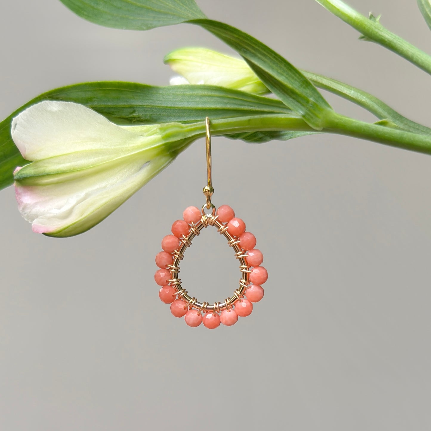 Coral Mini Teardrop Earrings