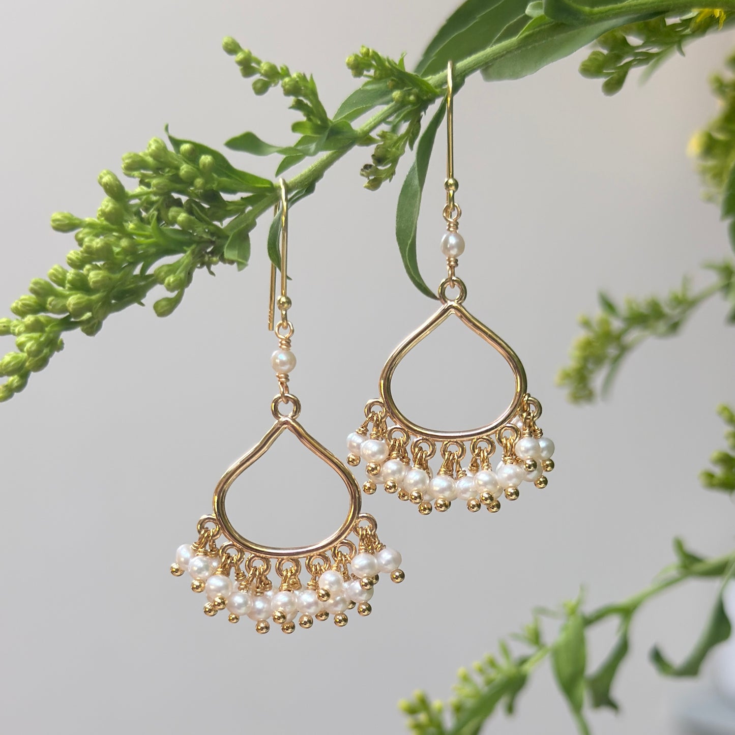 Freshwater Pearl Paxos 21-Bead Teardrop Earrings