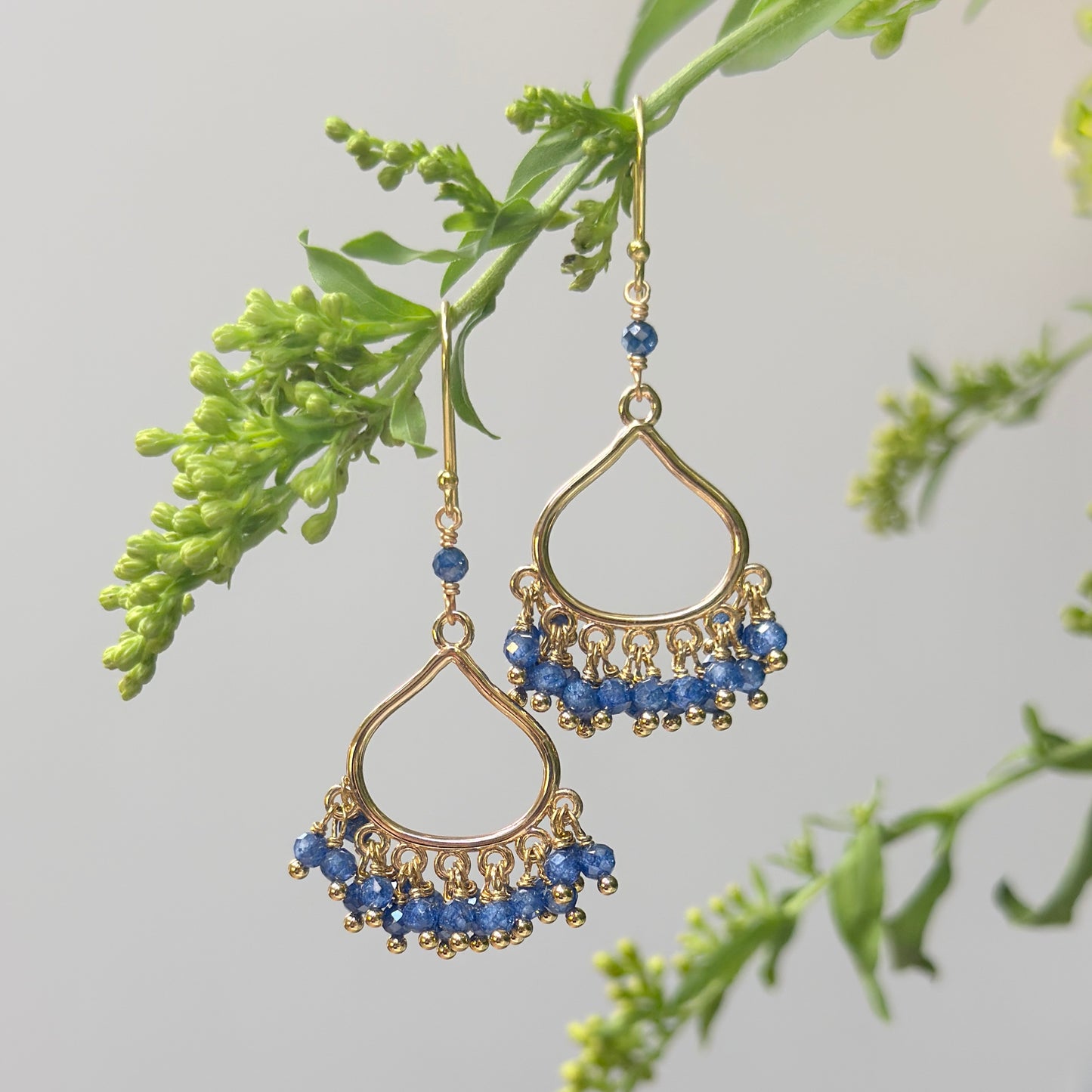 Royal Blue Azurite Paxos 21-Bead Teardrop Earrings