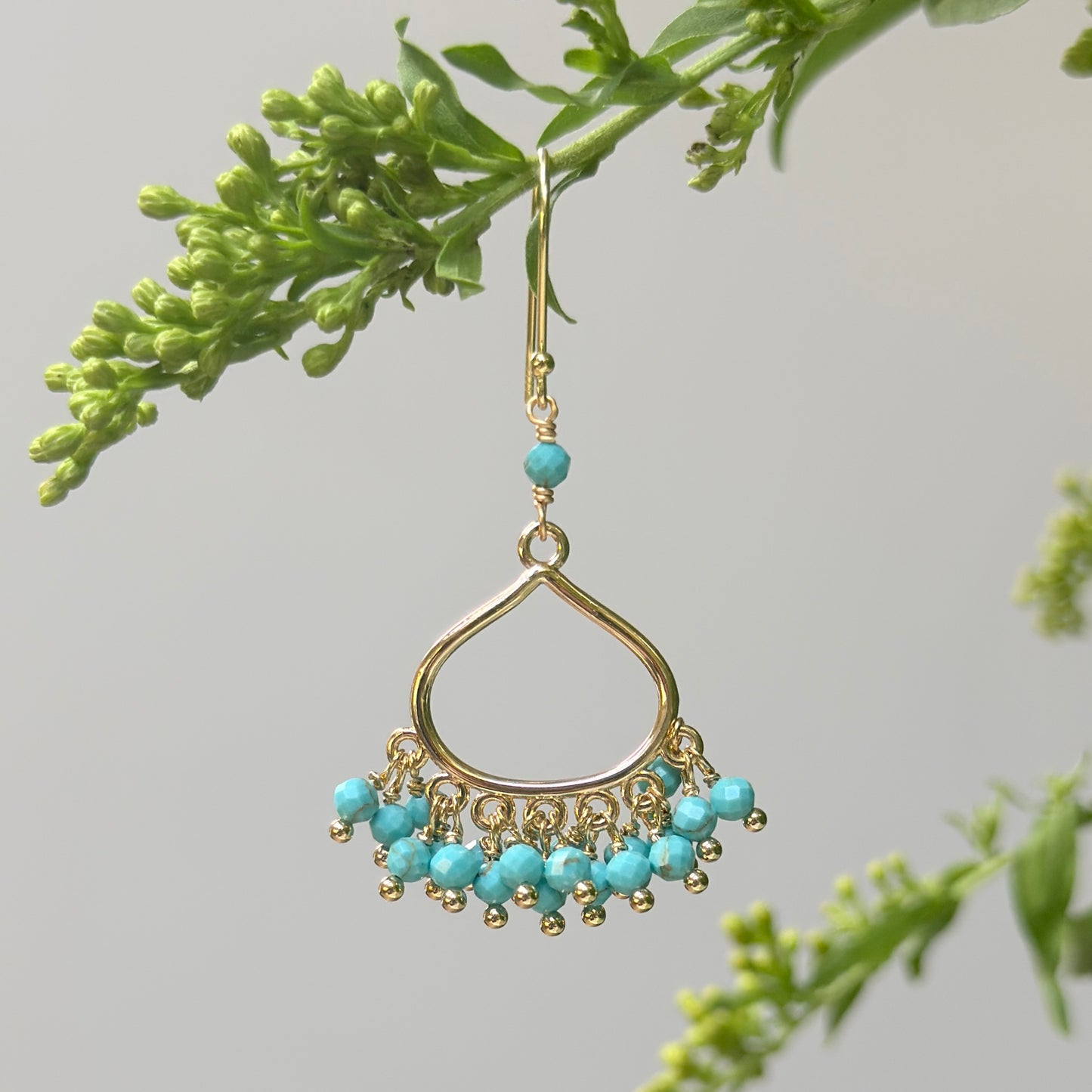 Turquoise Blue Paxos 21-Bead Teardrop Earrings