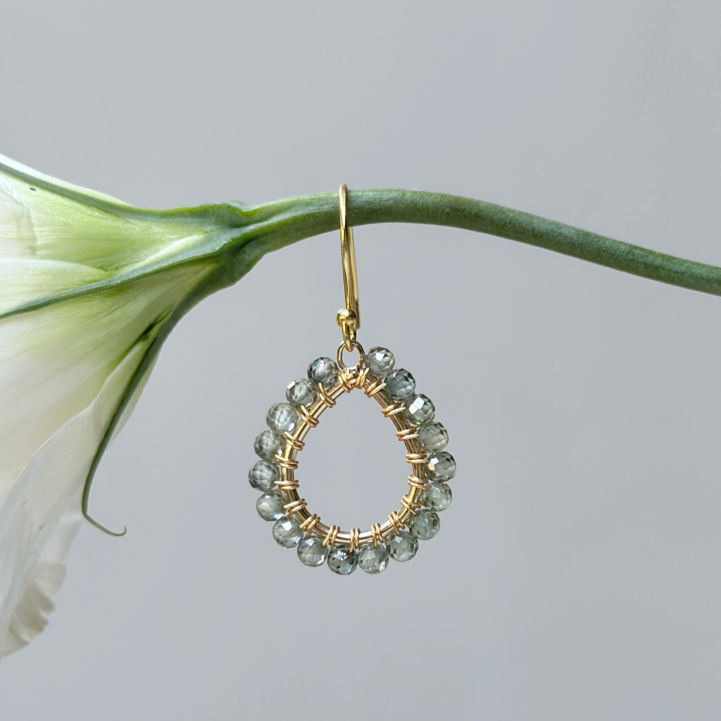 Sage Green Agate Mini Teardrop Earrings