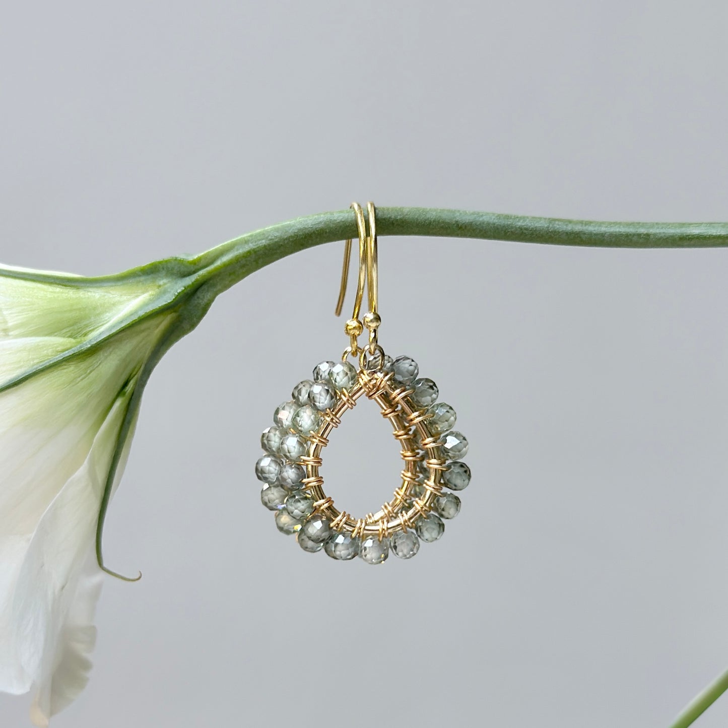 Sage Green Agate Mini Teardrop Earrings