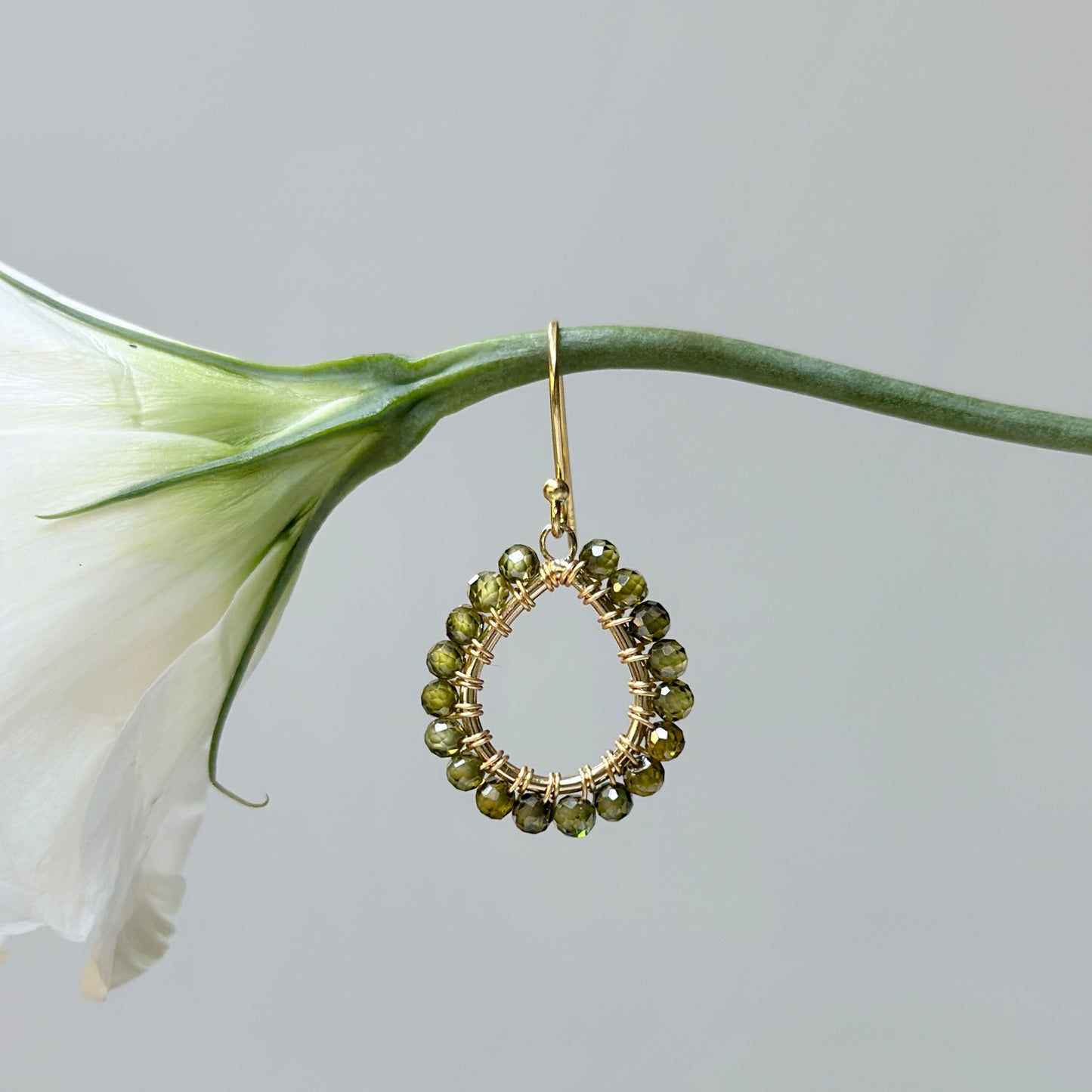 Dark Olive Green Peridot Mini Teardrop Earrings