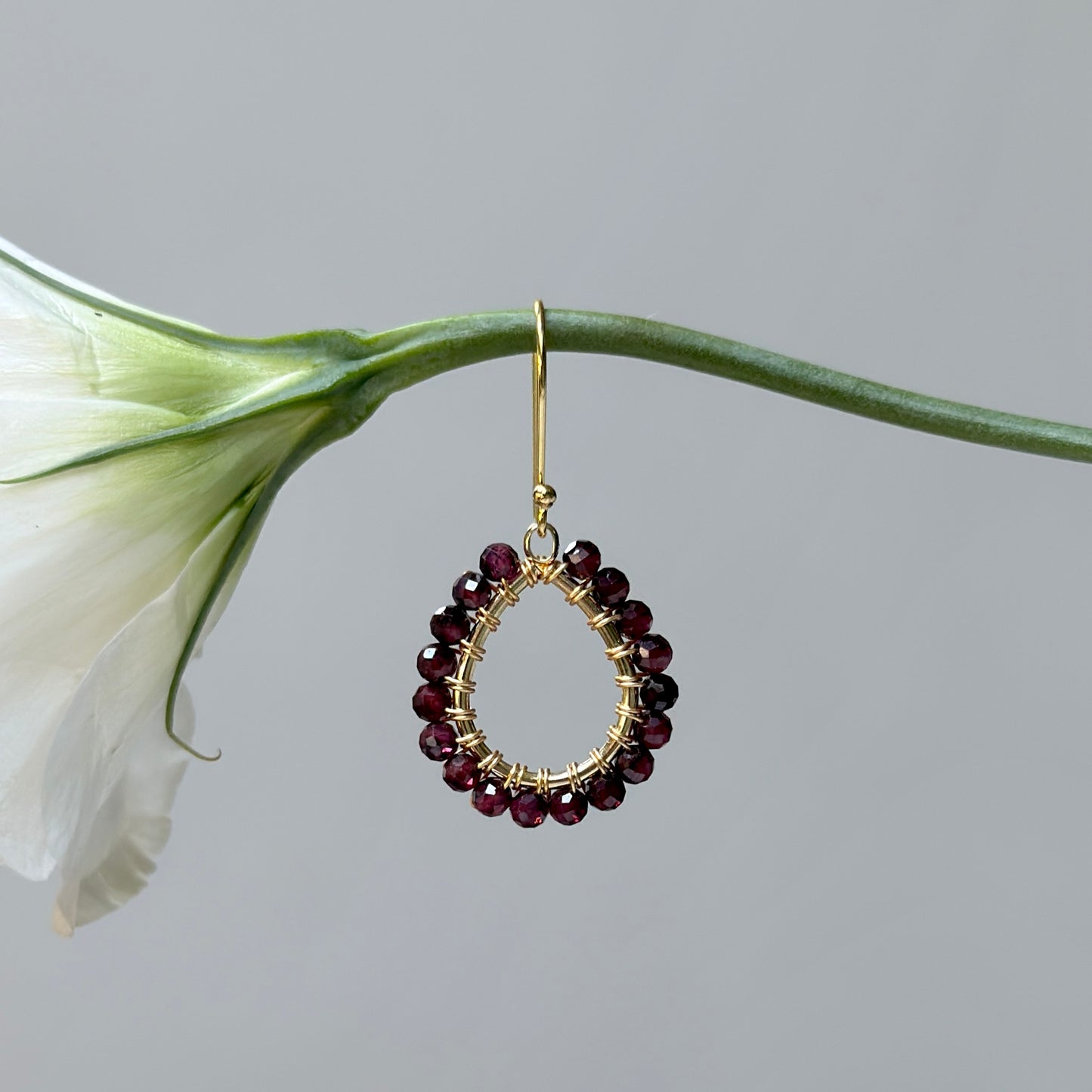 Burgundy Red Garnet Mini Teardrop Earrings
