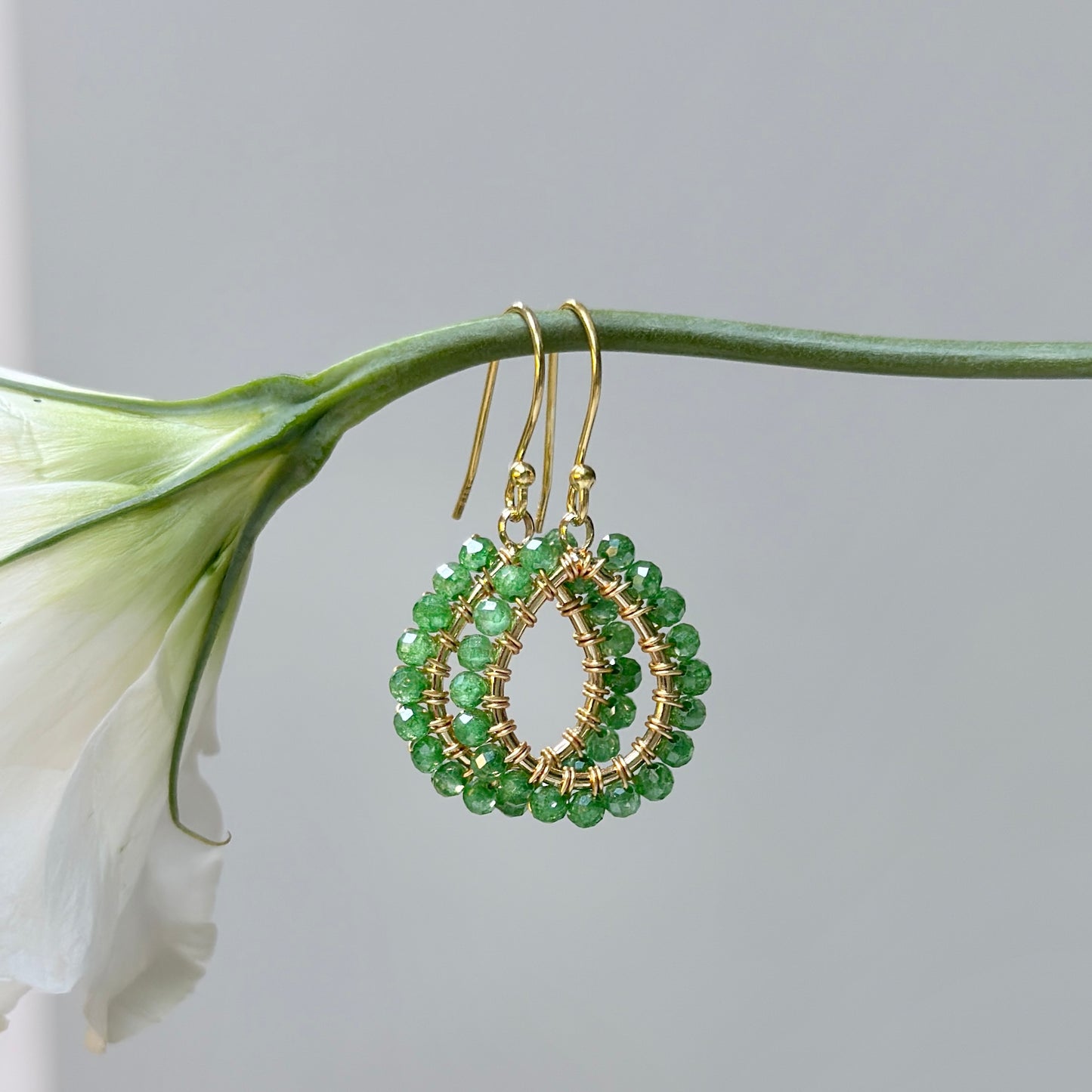 Pear Green Jade Mini Teardrop Earrings
