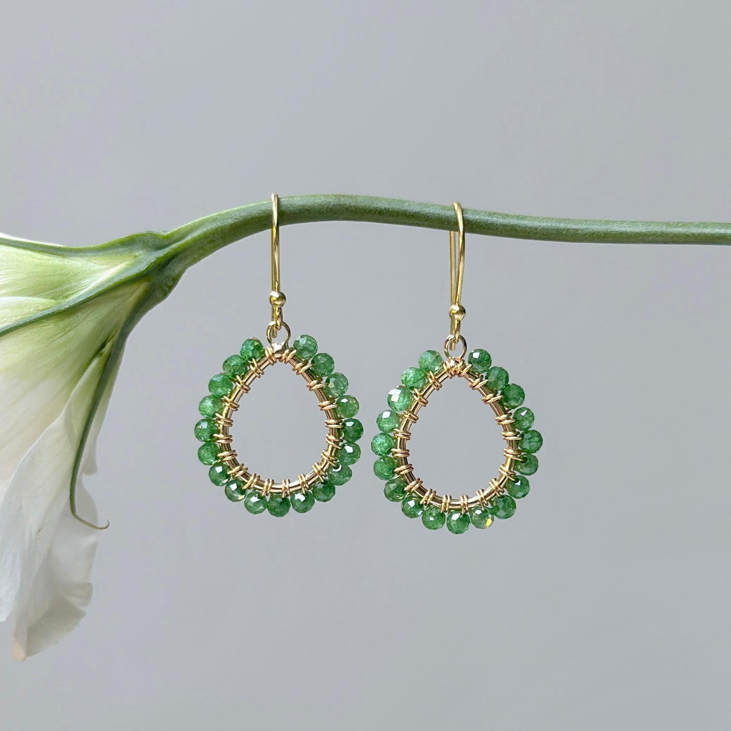 Pear Green Jade Mini Teardrop Earrings