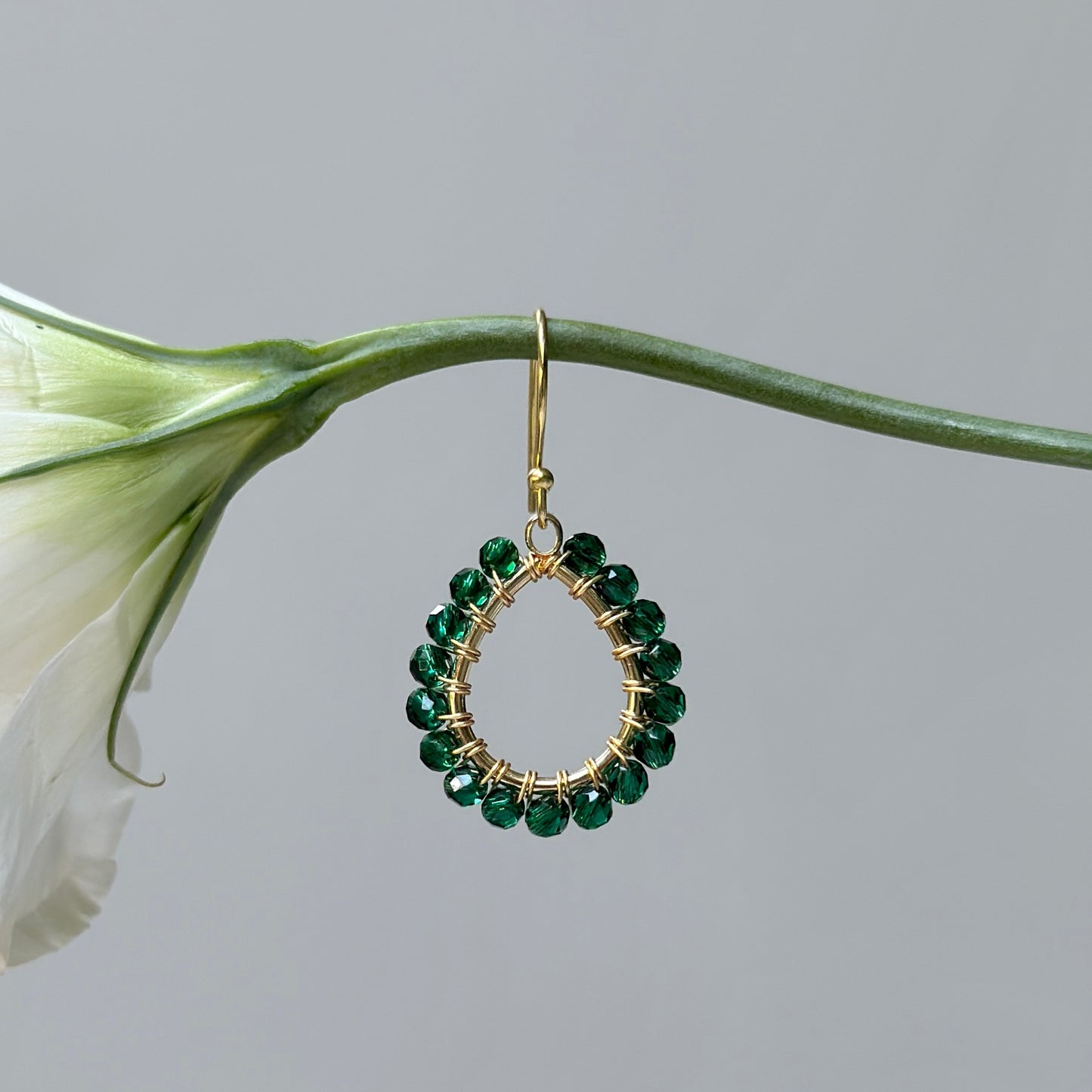 Emerald Green Jade Mini Teardrop Earrings