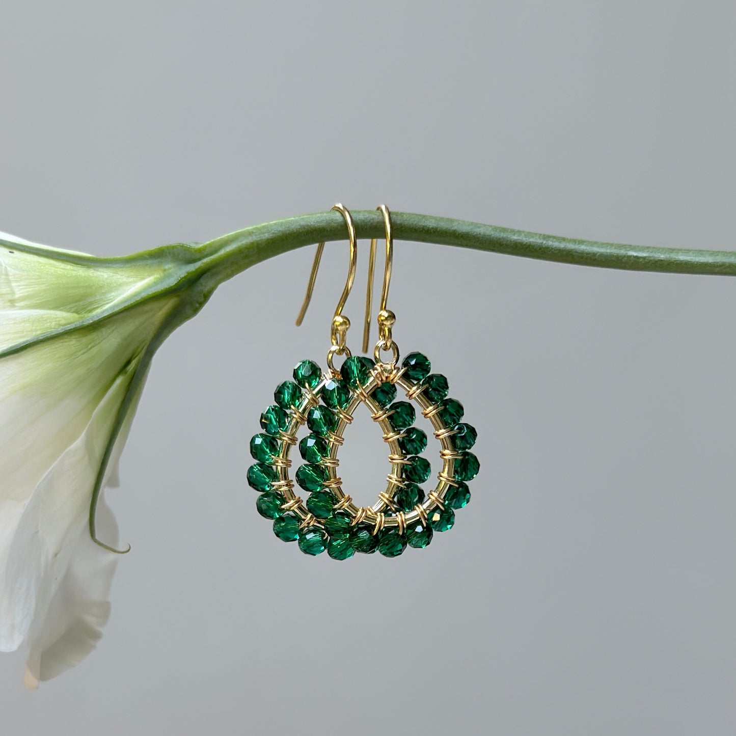 Emerald Green Jade Mini Teardrop Earrings