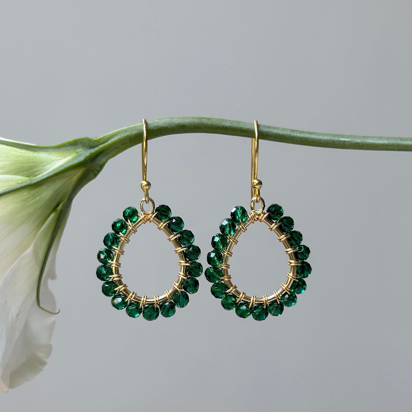Emerald Green Jade Mini Teardrop Earrings