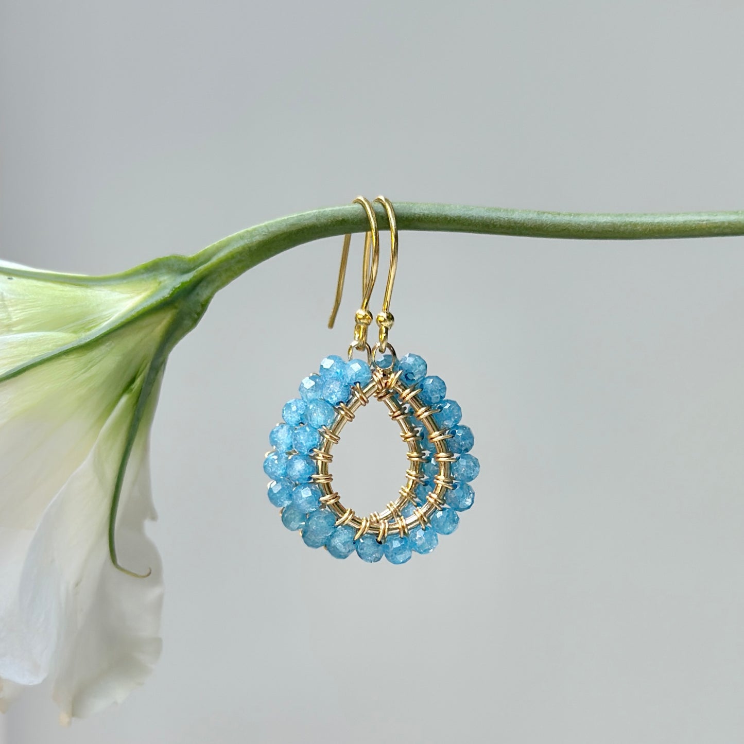 Dark Cornflower Blue Kyanite Mini Teardrop Earrings