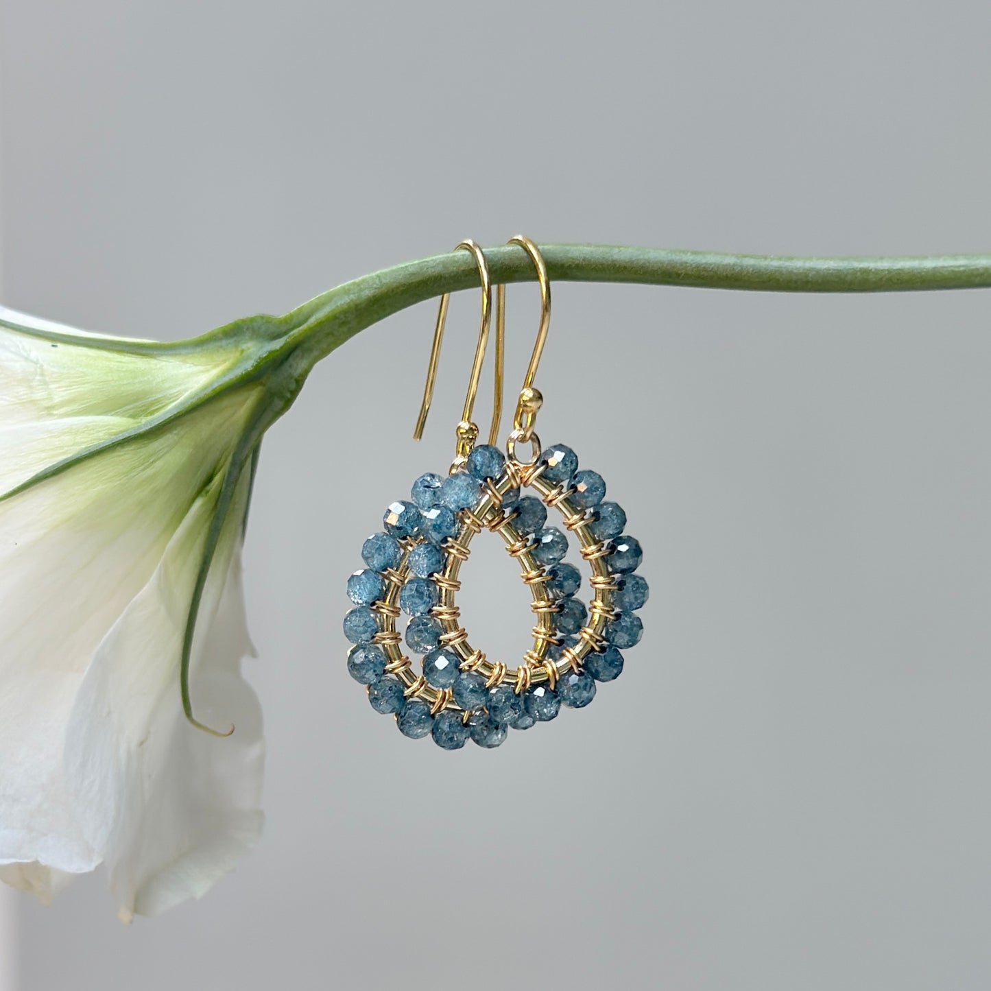 Airforce Blue Quartz Mini Teardrop Earrings