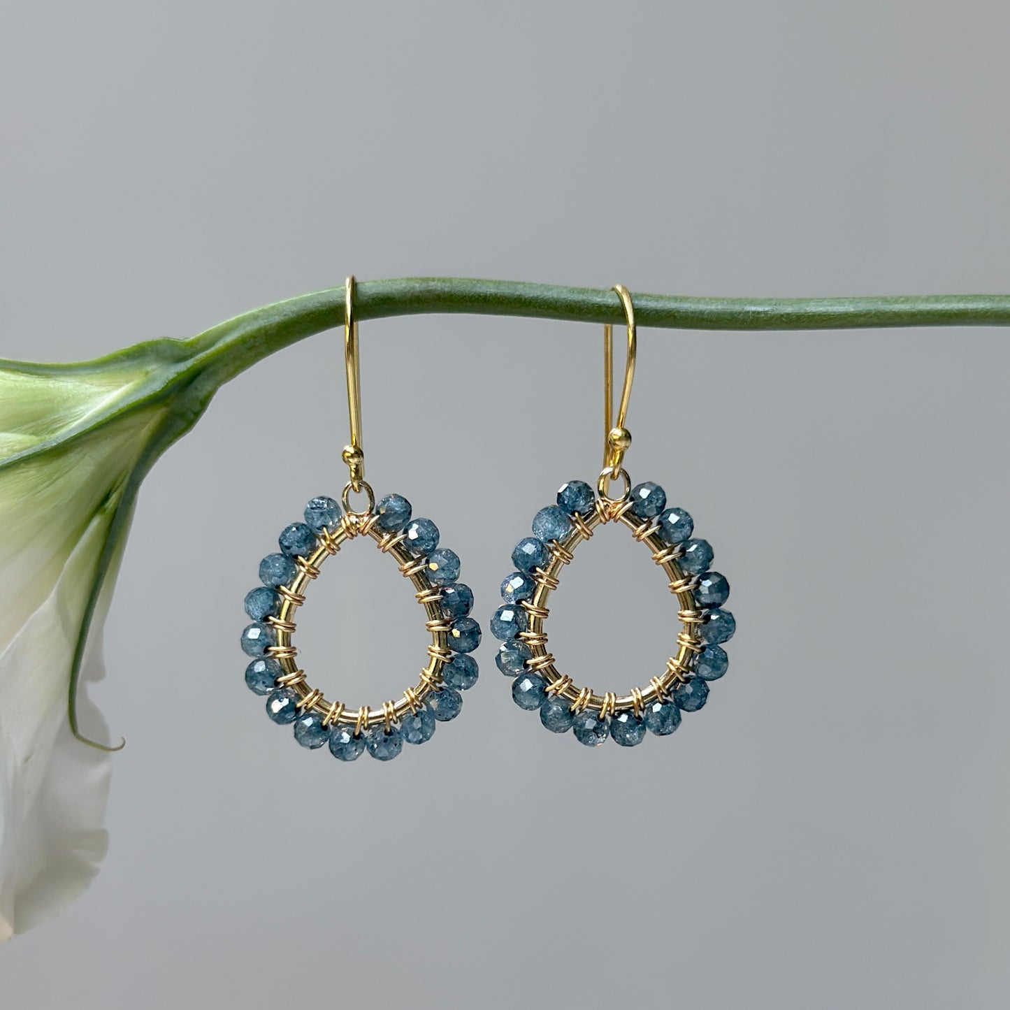 Airforce Blue Quartz Mini Teardrop Earrings
